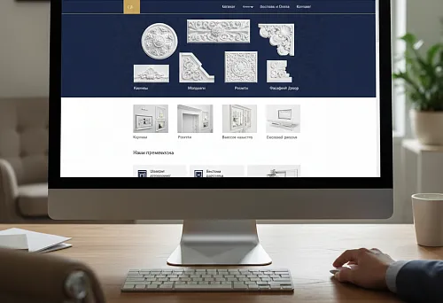website of an online store of polyurethane moldings on a computer monitor