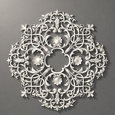 Ceiling rosette RPU.VRS-001 made of polyurethane with roses, leaves, and openwork volutes
