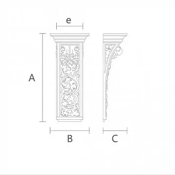 Carved Bracket KR-055 from Natural Wood