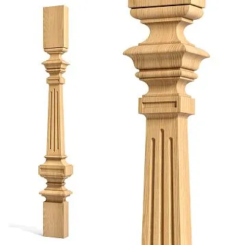 Carved wooden stair baluster L-079 with grooves