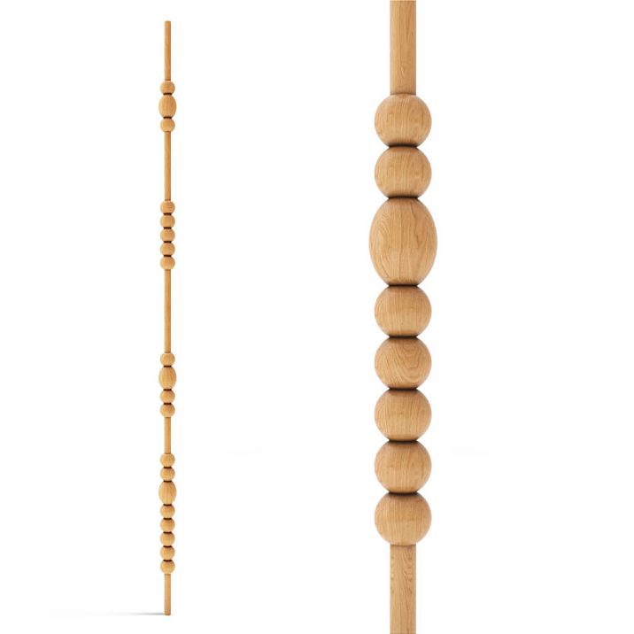Decorative partition post set KON-004 made of beech or oak with turned elements