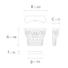 Decorative carved polyurethane capital KLPU-013 for facade finishing drawing
