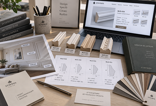 Moldings for a design project with profile labeling