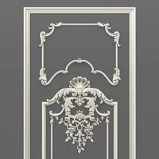 Upper Composition of CPU-5-5 &mdash; an openwork Baroque ornament with a shell, scrolls, and floral motif inside a frame