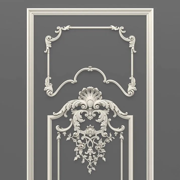 Upper Composition of CPU-5-5 &mdash; an openwork Baroque ornament with a shell, scrolls, and floral motif inside a frame