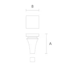 Dimensional diagram of geometric furniture leg MN-204M with height and width markings