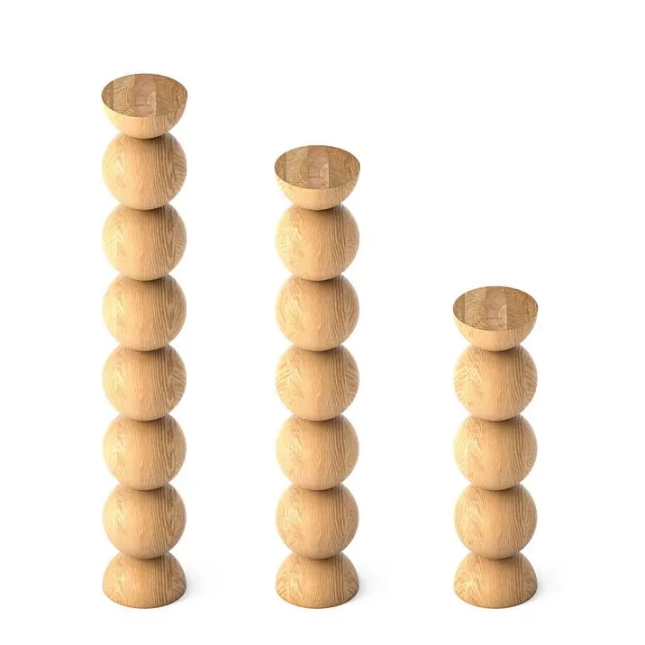 Wooden turned leg MN-239 with spherical elements for designer furniture made of oak and beech