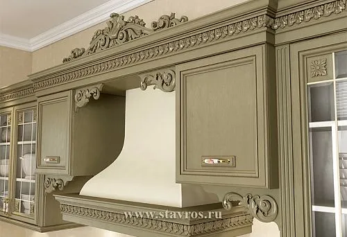 Classic Kitchen Cabinet Frame with Decorative Carved Elements, Cornices, and Appliqu&eacute;s from STAVROS