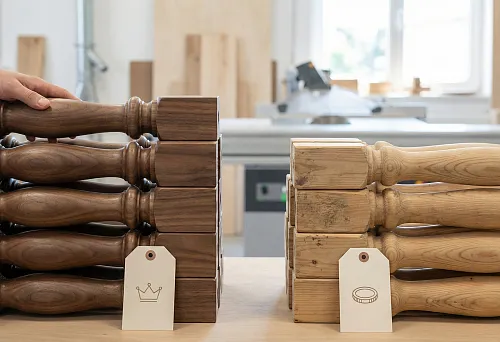 Comparison of Balusters from Different Wood Species &mdash; Premium and Basic Models 2026