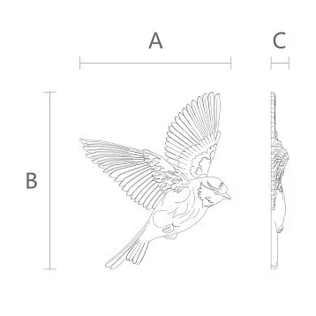 Wooden decor N-493L &ndash; carved bird applique made of solid wood for interior.