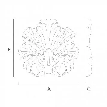 Carved wooden overlay with petals, for furniture decoration, N-381