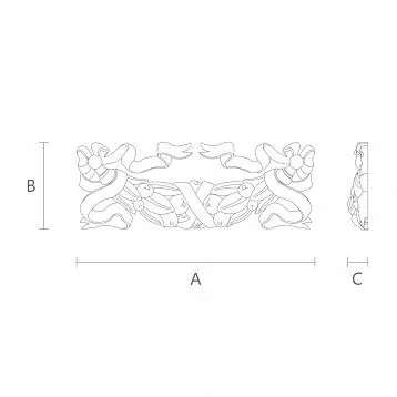 Decorative element for furniture, walls, doors, and ceilings with carved ornament