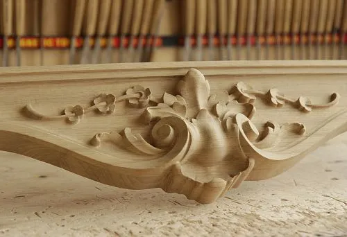 Close-up of Wood Carving, Showcasing Fine Lines and Detailing.