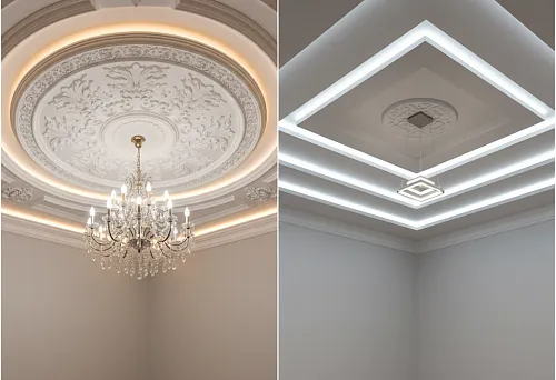 Polystyrene Ceiling Rosettes and Cornices in Classic and Modern Interiors, Creating Expressive Accents and a Complete Architectural Style