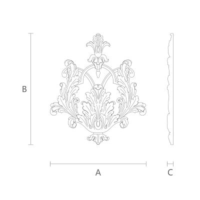 Деревянный резной декор N-026.1 -  декоративный элемент чертеж