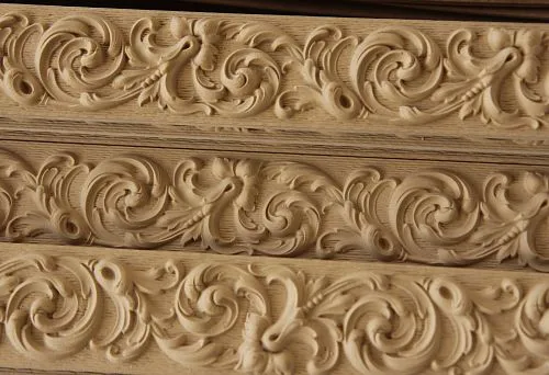 Close-up of Solid Oak Carved Edge for Wooden Table