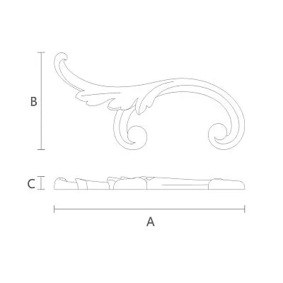 Carved cover plate N-291L из дерева с цветочным орнаментом чертеж