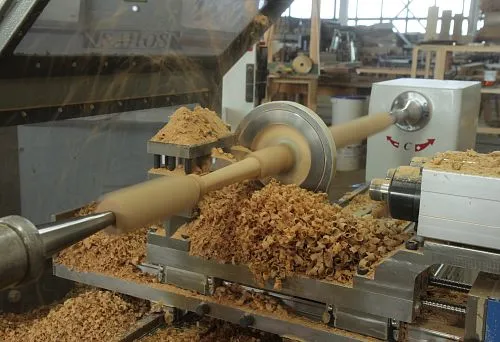 Wood Processing on Machinery in a Furniture Workshop, Creating Wooden Furniture Components