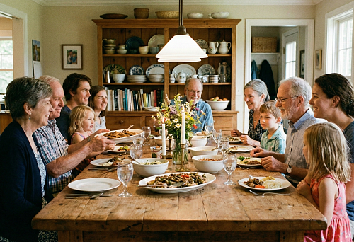 Dining Room Furniture: A Large Wooden Dining Table as the Centerpiece of Family Meals