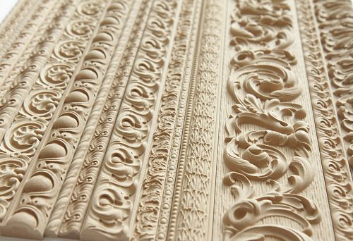 Patterns and textures of wooden door casings in classic style.