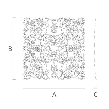 Wooden decor N-196.1 with a square carved composition made of natural wood