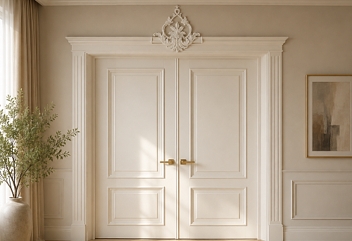 Central decor MLDPU-3-2.1 375 &times; 375 mm on a double-leaf door