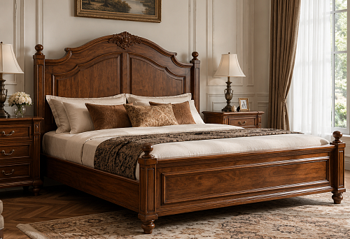 Solid wood bed 160x200: wooden frame for a classic bedroom