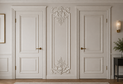 Stucco decor set CPU.VRS-059 441 &times; 2040 mm on the wall between two doors