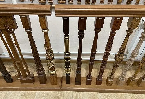 Wooden balustrade on staircase with classic design
