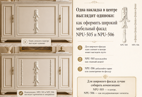 A single overlay in the center looks lonely: how to style a wide furniture front NPU-505 and NPU-506