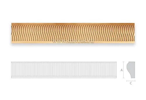 Decorative wooden plank with wave-shaped carved pattern for picture framing