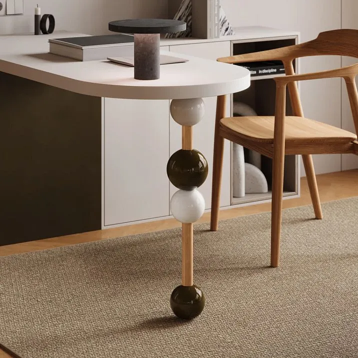 Turned furniture leg MN-240 of spherical shape with 100 mm diameter made of solid beech or oak, unfinished, for tables and cabinets