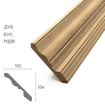 Wooden cornice KZ-001 from solid oak with profile A104&times;C102&times;D24&times;E17