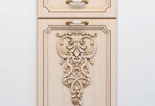 Furniture facade with carved decor and classic forms