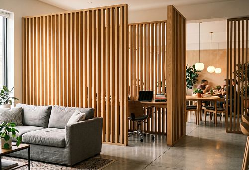 Wooden slatted partition: how to choose a ready-made solution for zoning an apartment, office, and restaurant