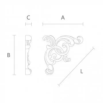 Wooden carved applique N-167L with floral and leaf ornament for doorways