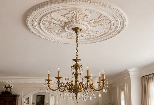 Ceiling rosette for chandelier: how to choose size and shape