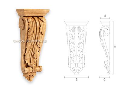 Carved bracket KR-033 из натурального дуба