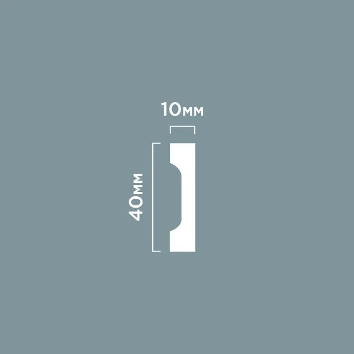 Skirting board W40V1 POLYSTYRENE HI WOOD 40 mm x 10 mm x 2.0 m. drawing
