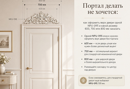 I don't want to make a portal: how to design the top of the door with one NPU-095 and what size to order &mdash; 600, 700, or 800 mm