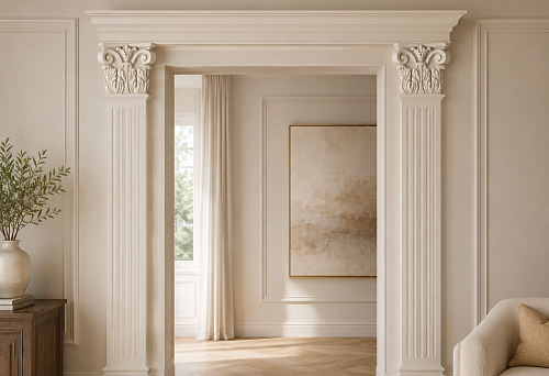 The portal is already assembled, but it lacks an accent on top: how to choose a carved KLPU-004 polyurethane capital to match the width of the posts