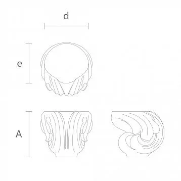 Curved leg with decoration from wood