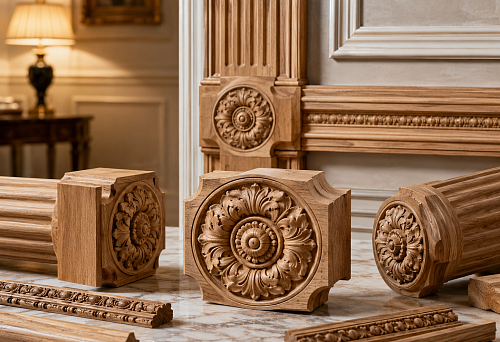Decorative wooden rosette for architectural decor
