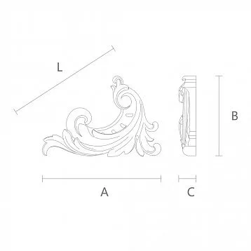 Carved wooden inlay N-161.1R with a relief pattern in the shape of a moon