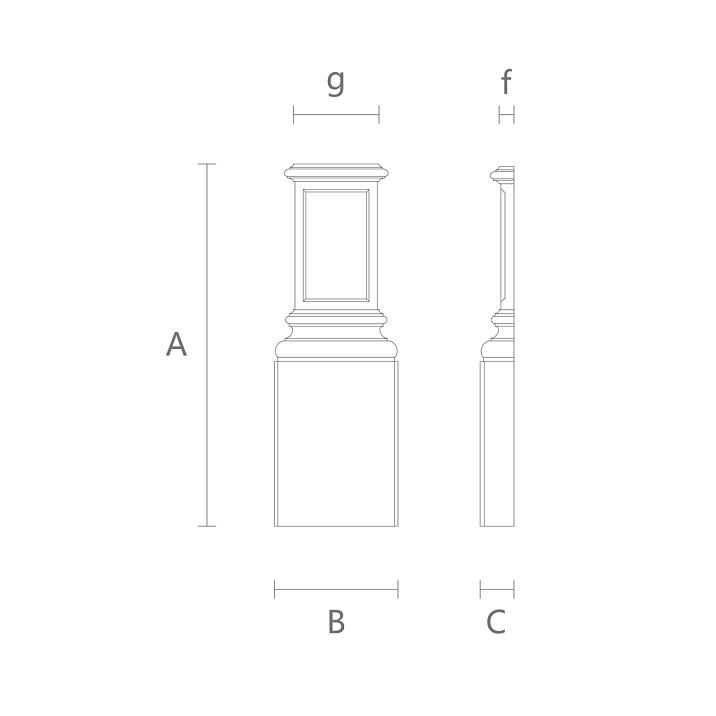 Base for pilaster. Carved wooden decor BS-008 for pilaster drawing