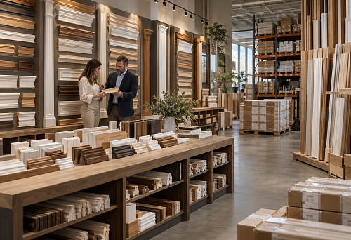 Distributor of finishing materials and wooden mouldings for a retail chain