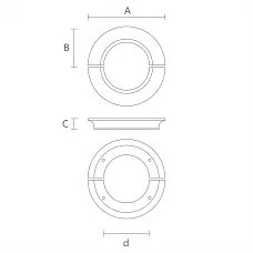Round furniture handle Orion HL-068M with metal element - drawing
