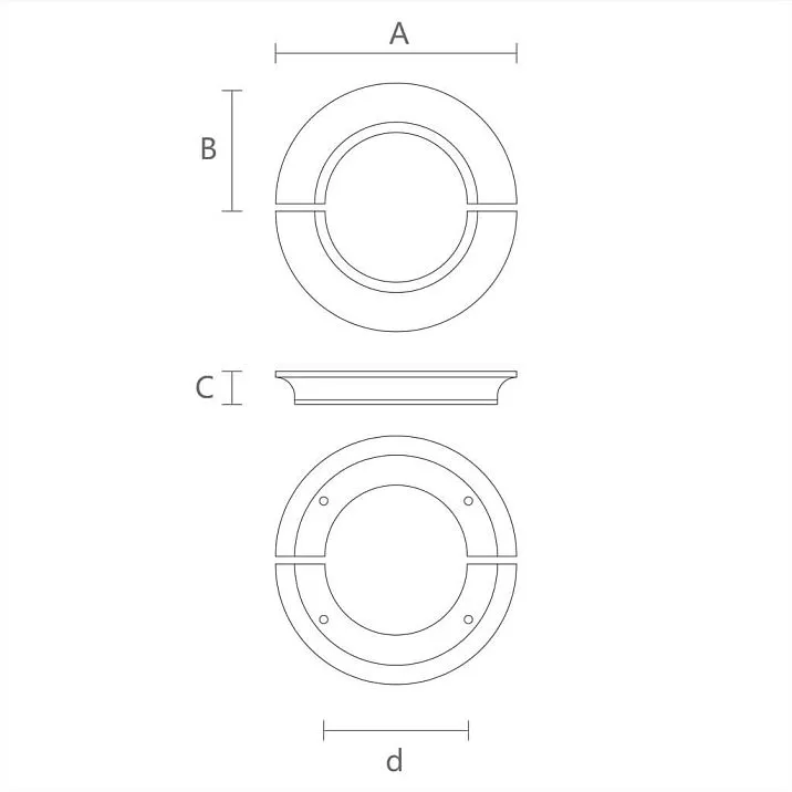 Round furniture handle Orion HL-068M with metal element - drawing