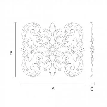 Wooden carved decoration for a mirror with natural motifs in interior decor