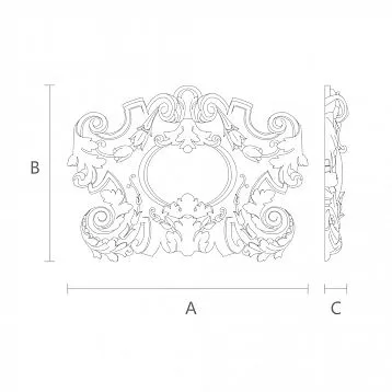 Decorative Wood Inlay with Carved Flowers and Leaves Drawing